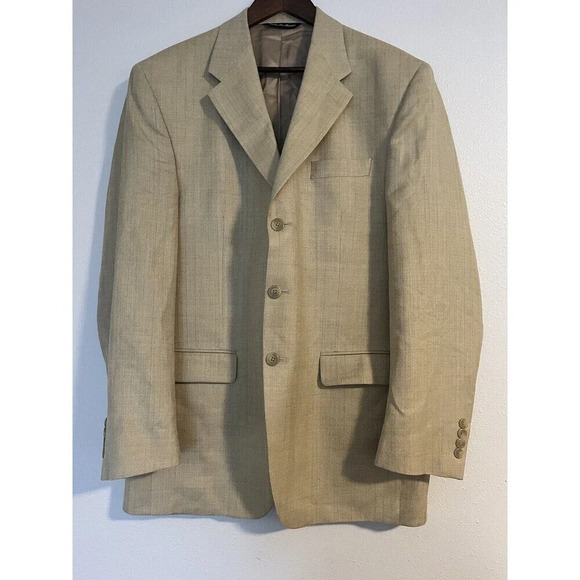 Ralph By Ralph Lauren Men’s 42LBeige‎ Silk Wool Blazer 3 Button